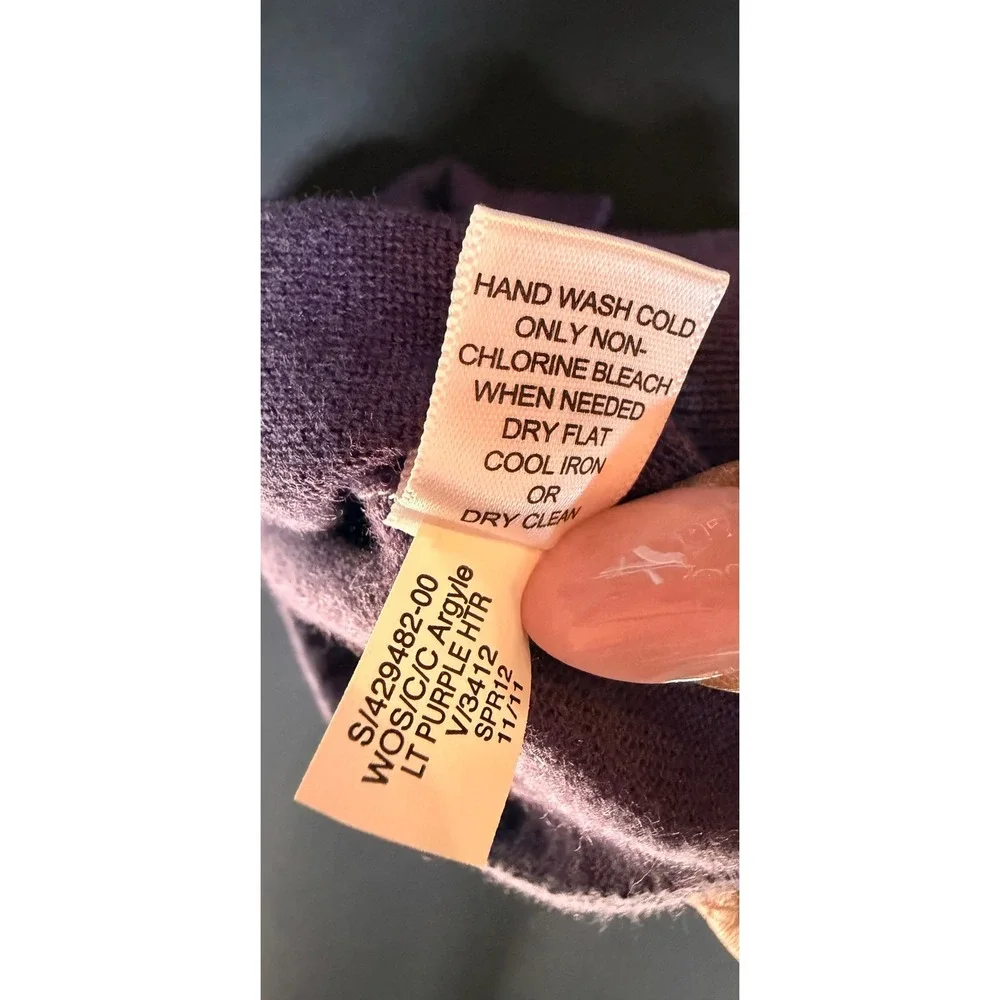 Banana Republic Men Purple Argyle Silk Cashmere Blend Sweater XL Y2K Preppy Golf